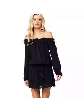 Roxy dress off the shoulder mini coverup boho beach vacation vibes sz sm